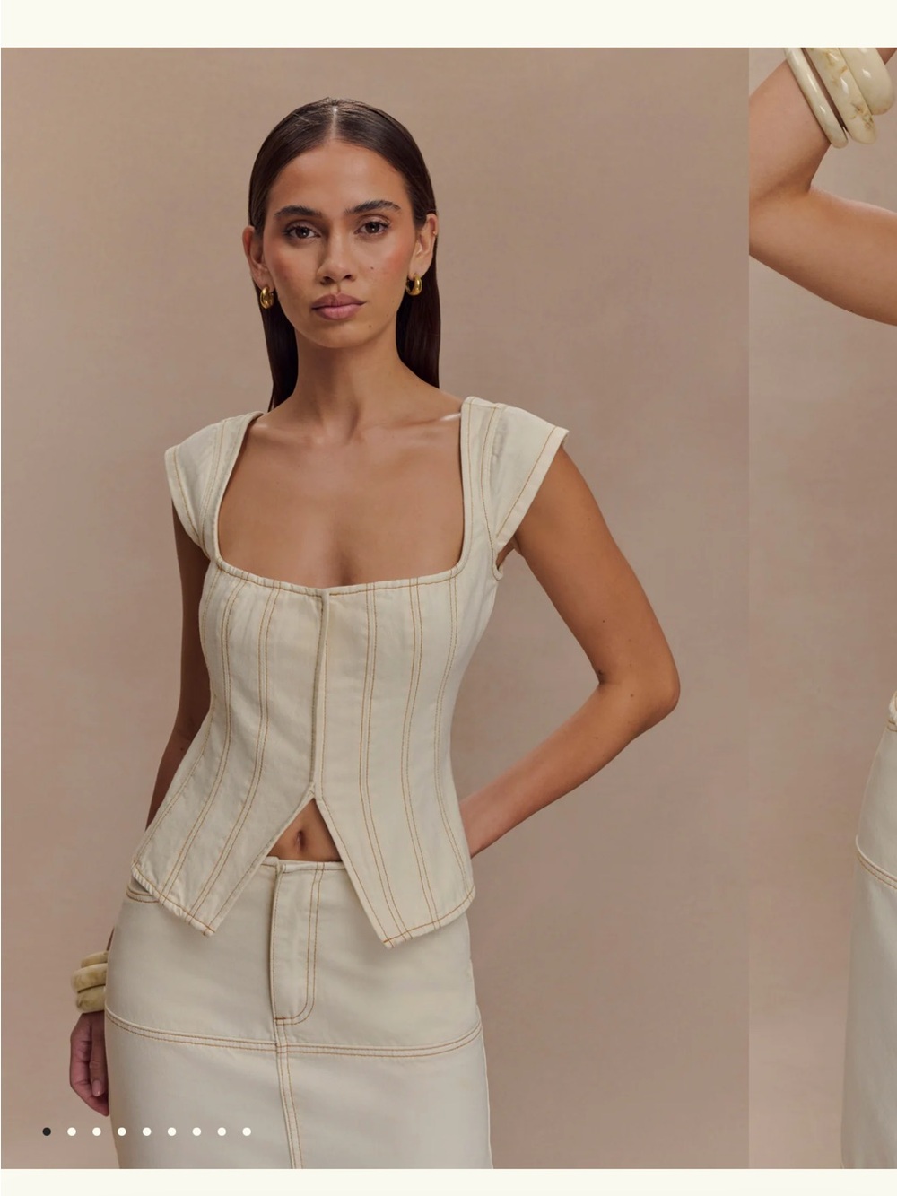 Meshki Cream Structured Corset Top